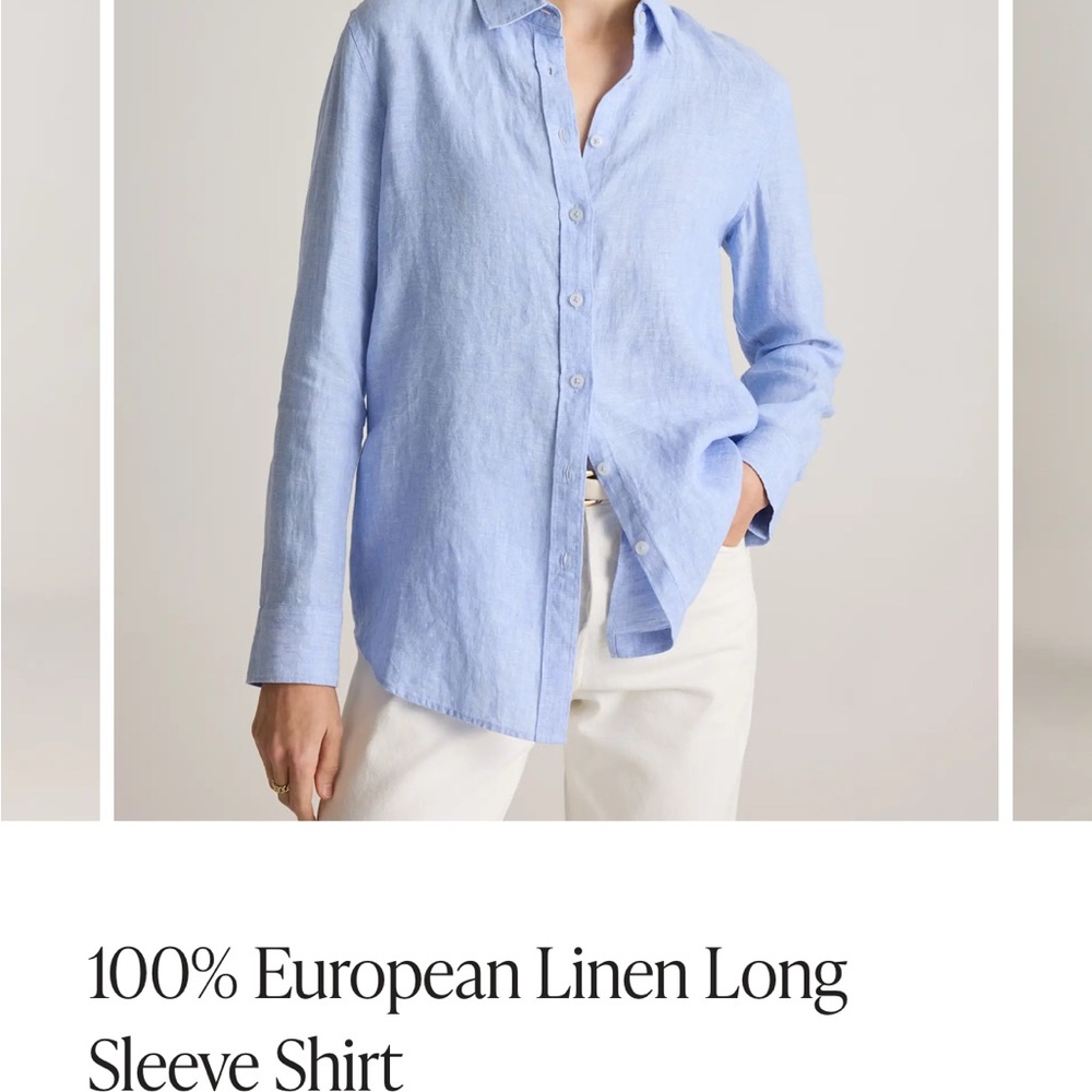 Quince 100% Organic Linen Long Sleeve Button Down Shirt size Small Light Blue